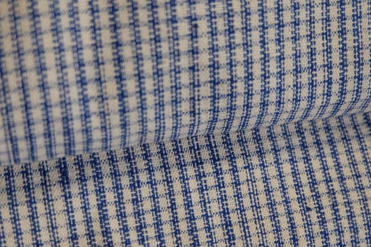 A017 Vintage Indigo Check: White Southern Tǔbù with Natural Patina - 37cm Width | Specially Priced - BUBBO