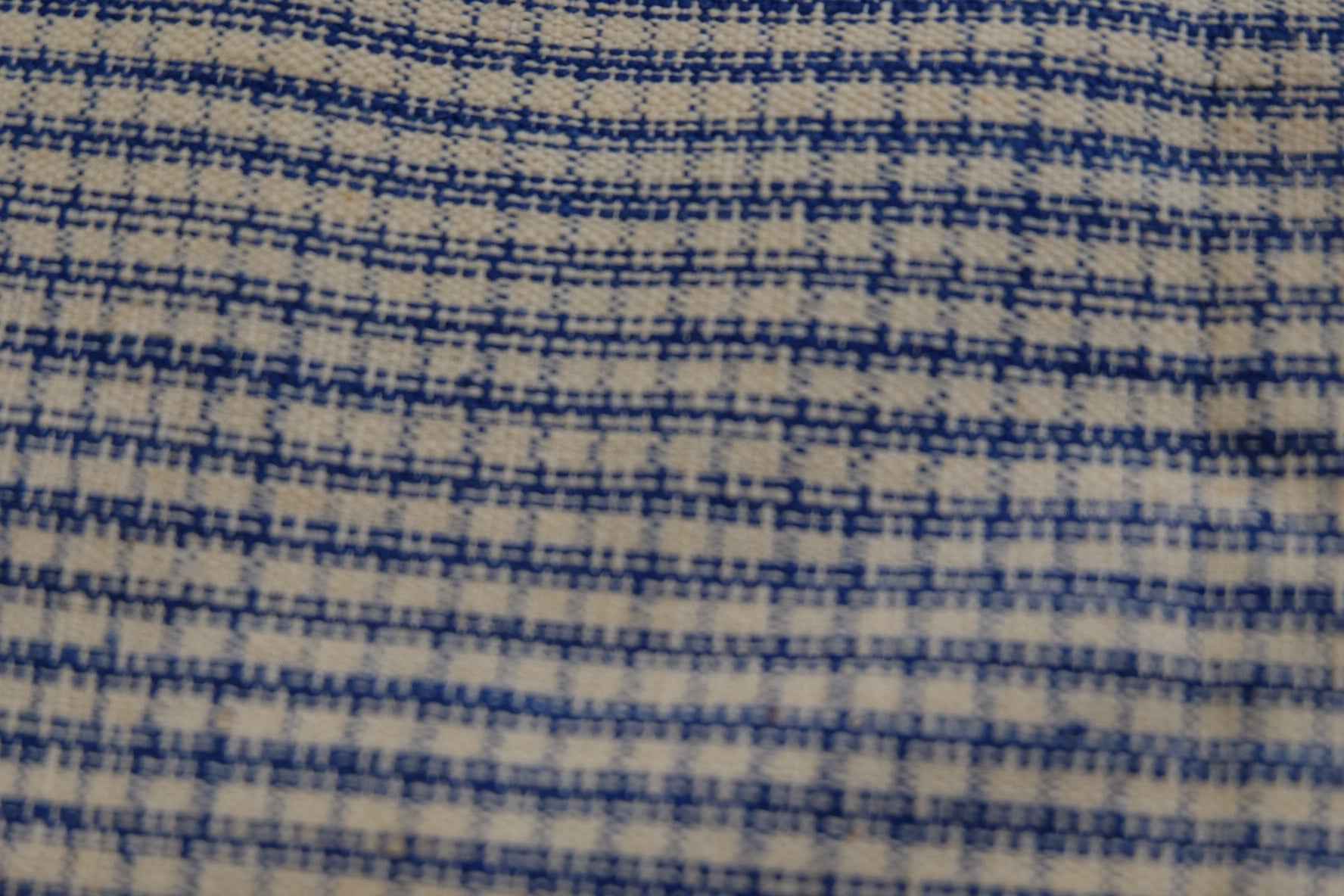 A017 Vintage Indigo Check: White Southern Tǔbù with Natural Patina - 37cm Width | Specially Priced - BUBBO