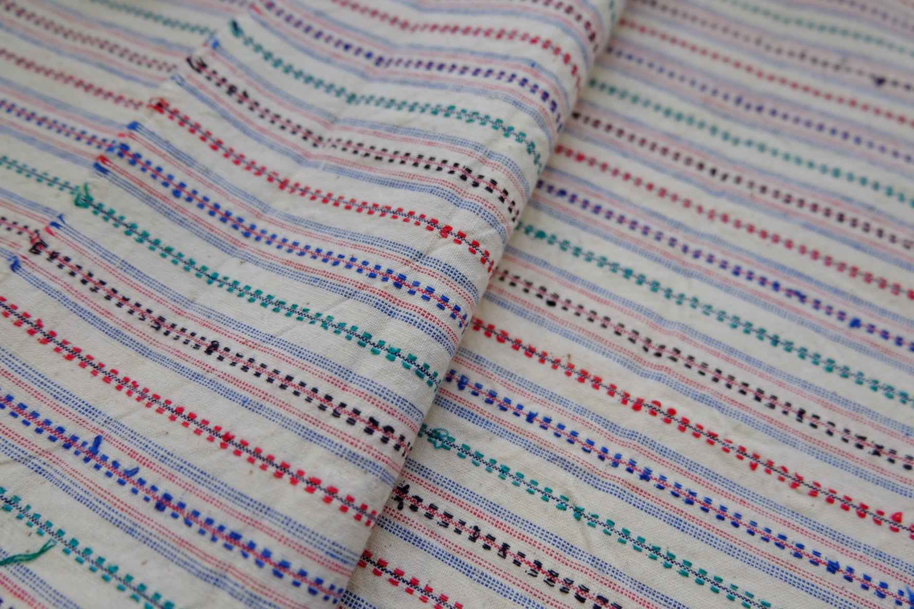 A023 Bamboo - Stitch Embroidery: Collector's Tǔbù with Hand - Picked Florals - 34cm Width | 50cm Minimum Cut - BUBBO