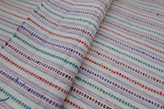 A023 Bamboo - Stitch Embroidery: Collector's Tǔbù with Hand - Picked Florals - 34cm Width | 50cm Minimum Cut - BUBBO