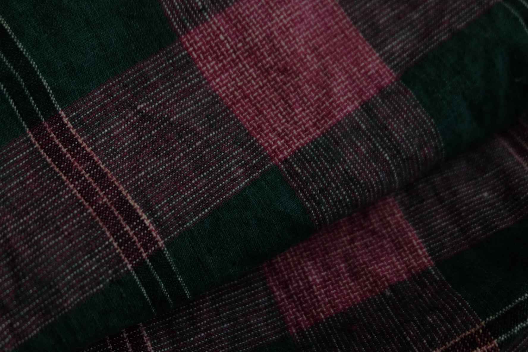 A030 Jade & Blossom: Southern Check Tǔbù in Forest Green & Vintage Pink - 42cm Width | Limited Collection - BUBBO