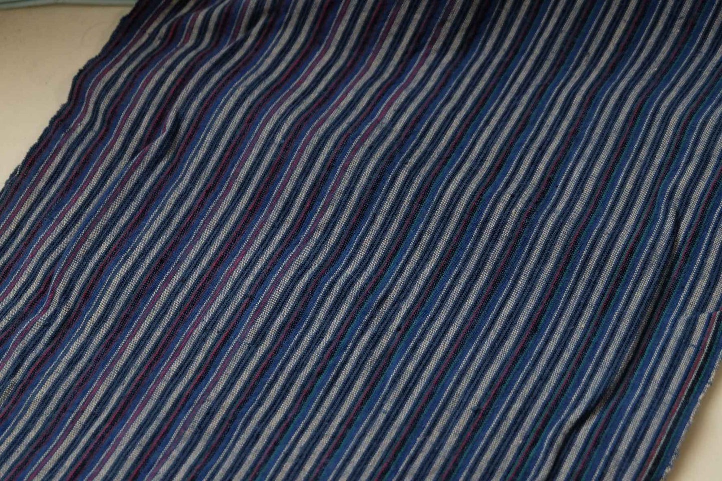 A031 Silver Drift: Gray & Denim Stripe Tǔbù - 32.5cm Width × 2.48m Length | Complete Piece - BUBBO