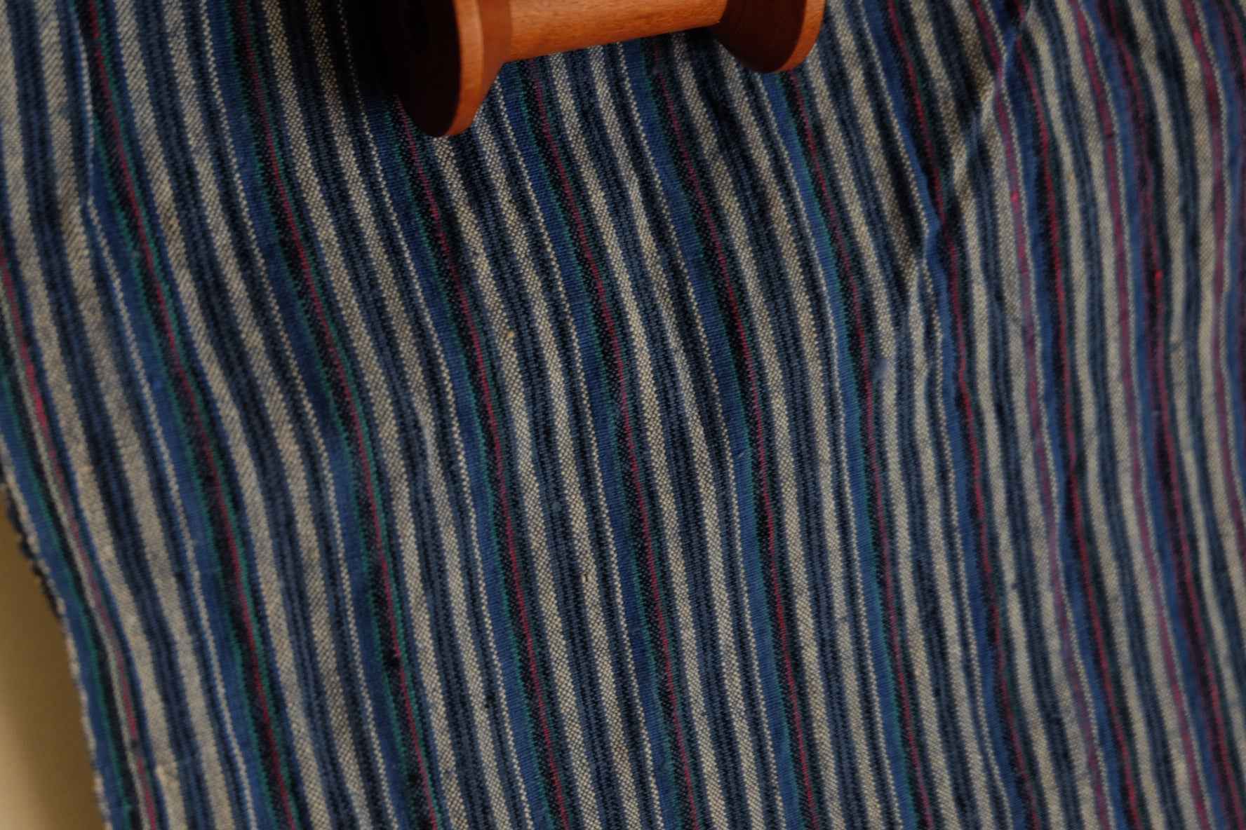 A031 Silver Drift: Gray & Denim Stripe Tǔbù - 32.5cm Width × 2.48m Length | Complete Piece - BUBBO