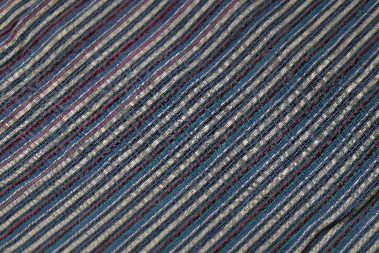 A031 Silver Drift: Gray & Denim Stripe Tǔbù - 32.5cm Width × 2.48m Length | Complete Piece - BUBBO