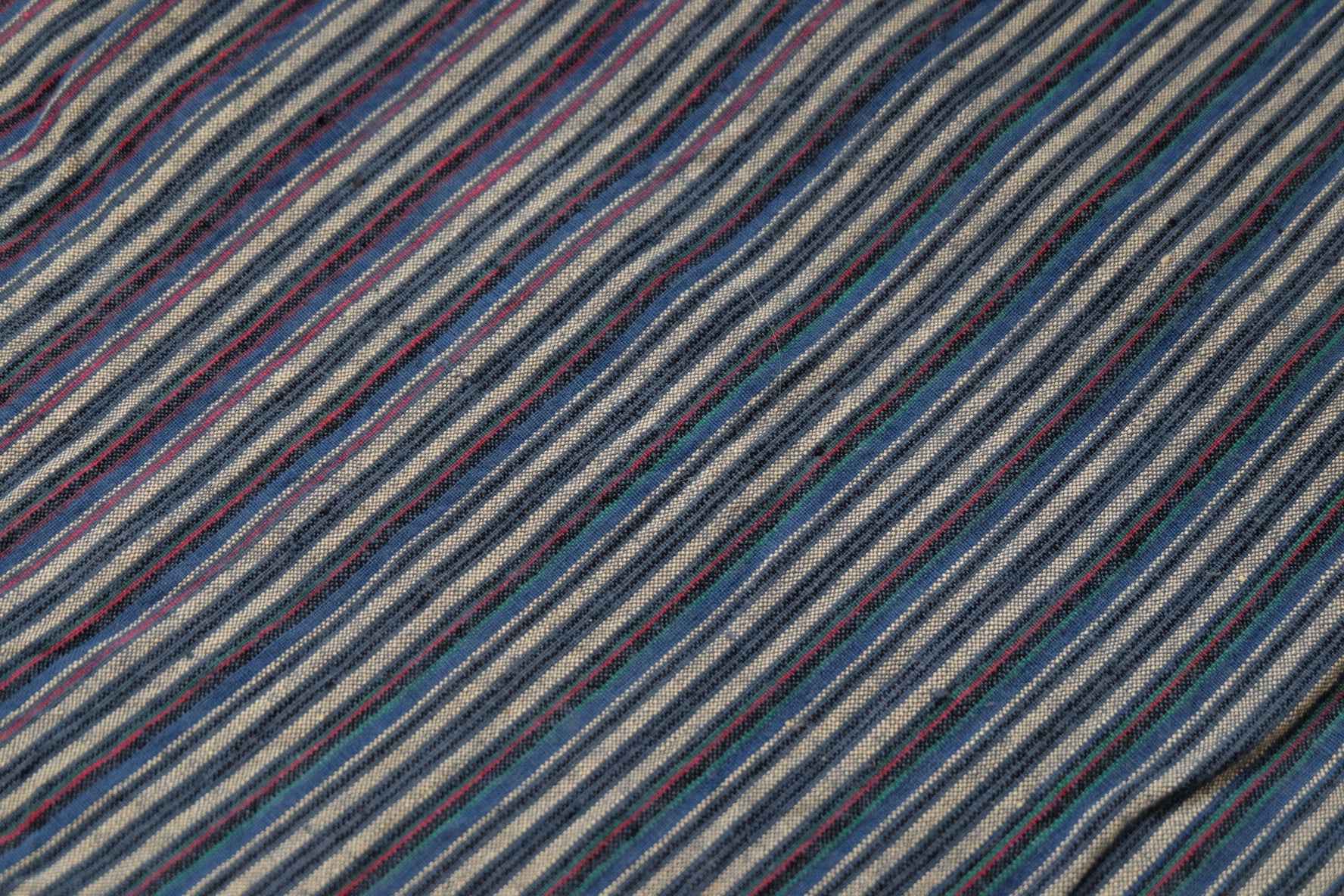 A031 Silver Drift: Gray & Denim Stripe Tǔbù - 32.5cm Width × 2.48m Length | Complete Piece - BUBBO