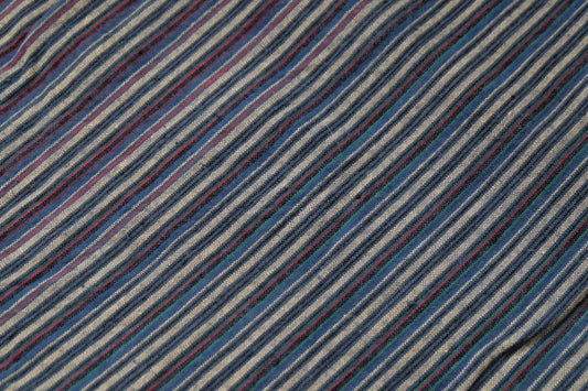 A031 Silver Drift: Gray & Denim Stripe Tǔbù - 32.5cm Width × 2.48m Length | Complete Piece - BUBBO