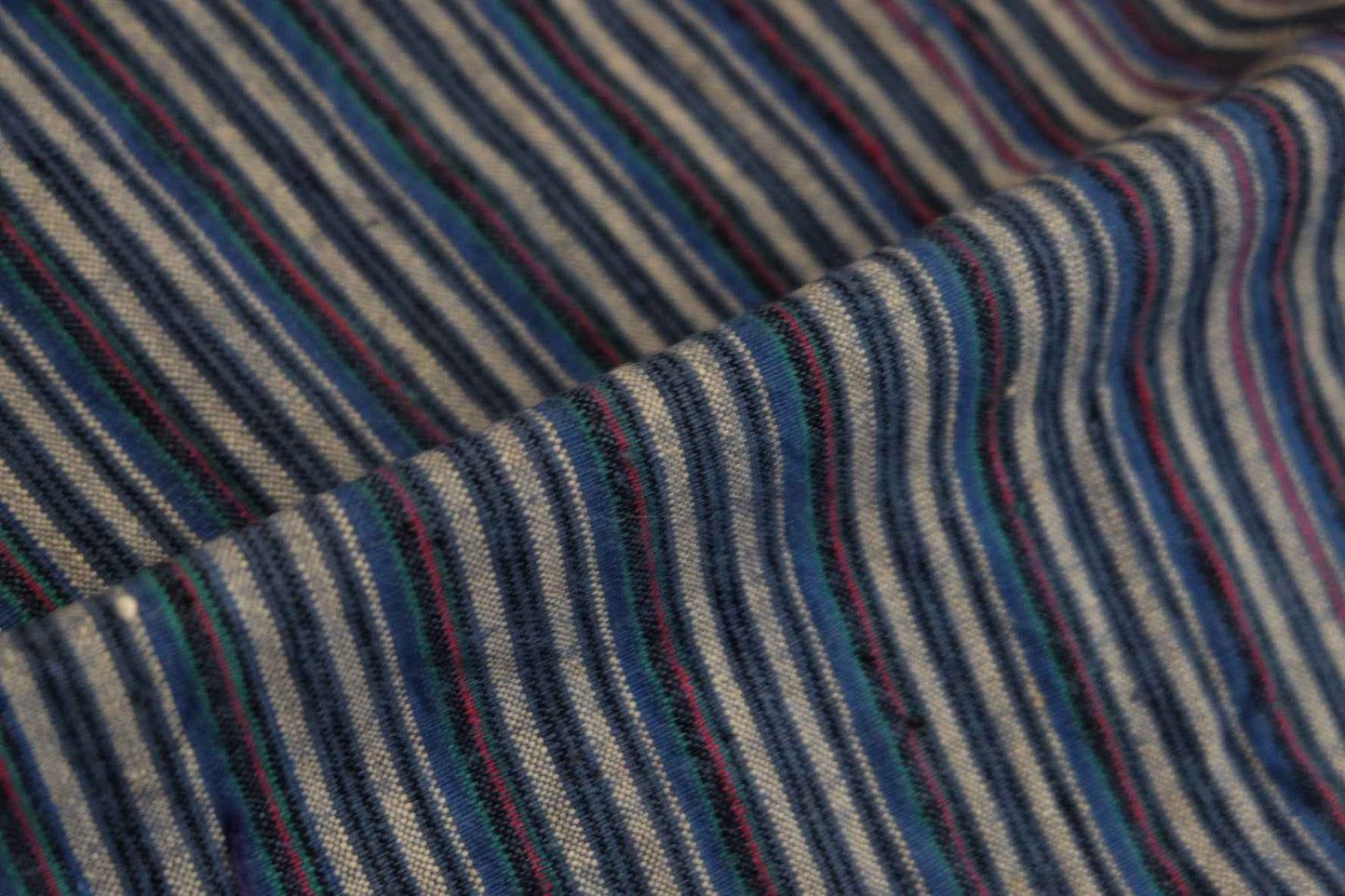 A031 Silver Drift: Gray & Denim Stripe Tǔbù - 32.5cm Width × 2.48m Length | Complete Piece - BUBBO