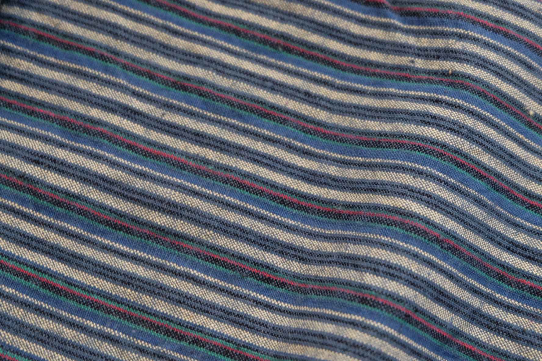 A031 Silver Drift: Gray & Denim Stripe Tǔbù - 32.5cm Width × 2.48m Length | Complete Piece - BUBBO