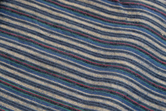 A031 Silver Drift: Gray & Denim Stripe Tǔbù - 32.5cm Width × 2.48m Length | Complete Piece - BUBBO