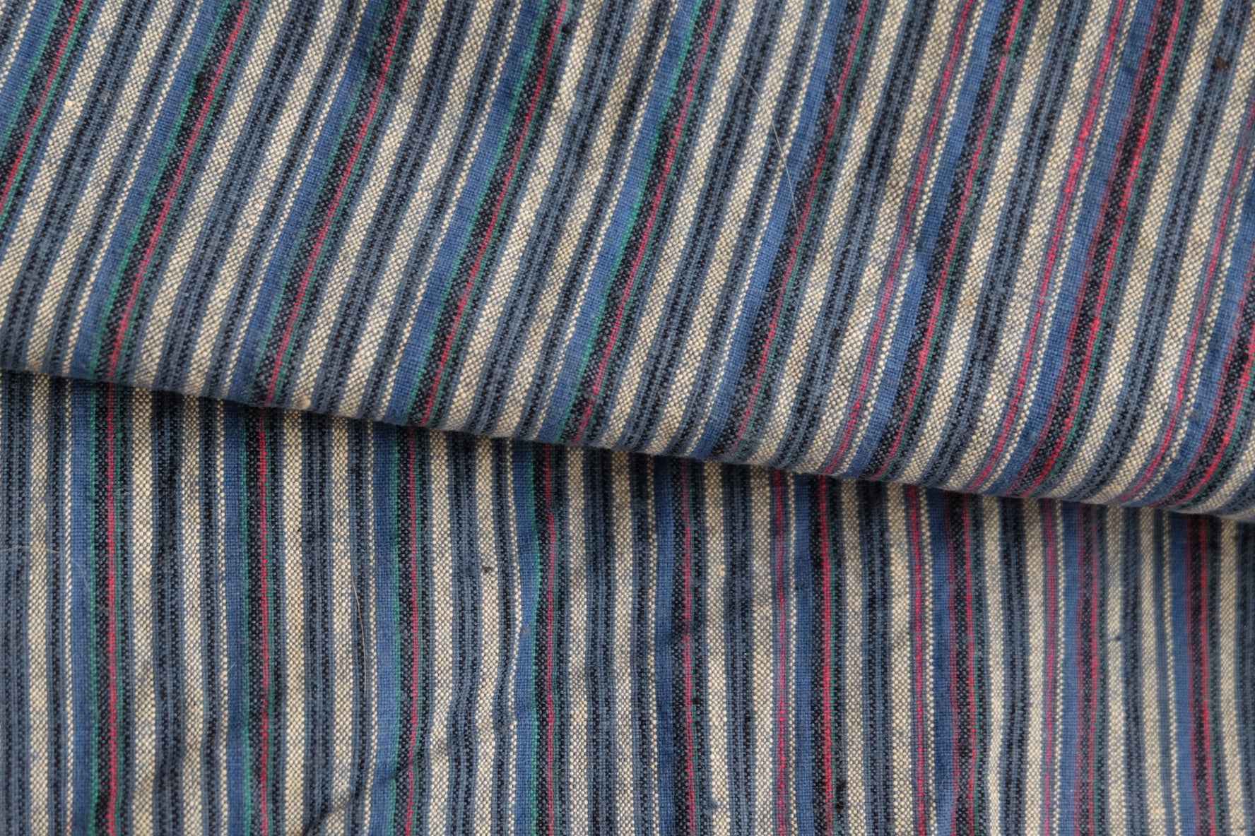 A031 Silver Drift: Gray & Denim Stripe Tǔbù - 32.5cm Width × 2.48m Length | Complete Piece - BUBBO