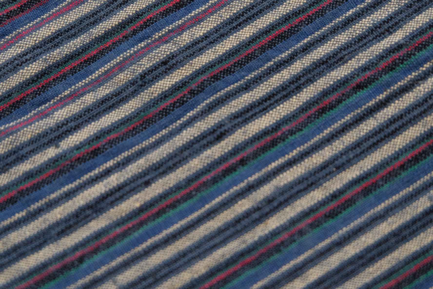 A031 Silver Drift: Gray & Denim Stripe Tǔbù - 32.5cm Width × 2.48m Length | Complete Piece - BUBBO