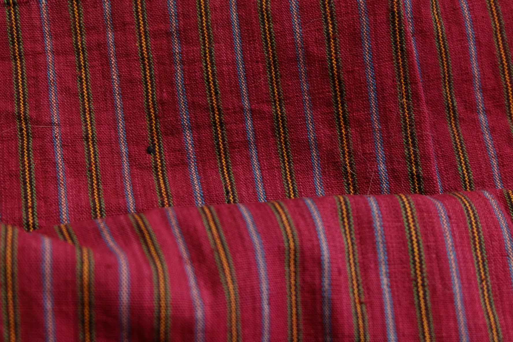 A032 Royal Crimson: Wine Red Tǔbù with Golden Stripes - 51cm Width | Pre - Washed - BUBBO