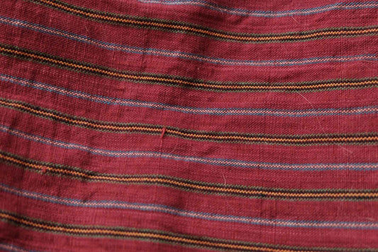 A032 Royal Crimson: Wine Red Tǔbù with Golden Stripes - 51cm Width | Pre - Washed - BUBBO