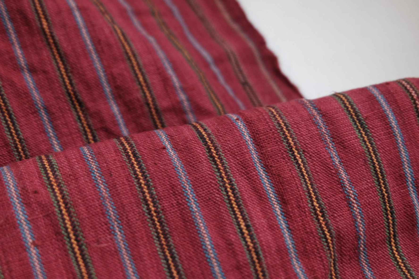 A032 Royal Crimson: Wine Red Tǔbù with Golden Stripes - 51cm Width | Pre - Washed - BUBBO