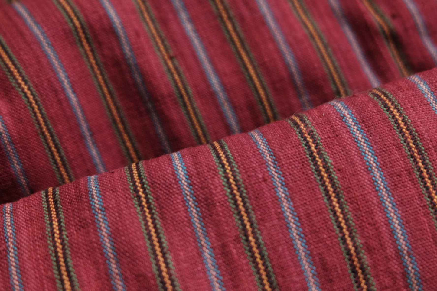 A032 Royal Crimson: Wine Red Tǔbù with Golden Stripes - 51cm Width | Pre - Washed - BUBBO