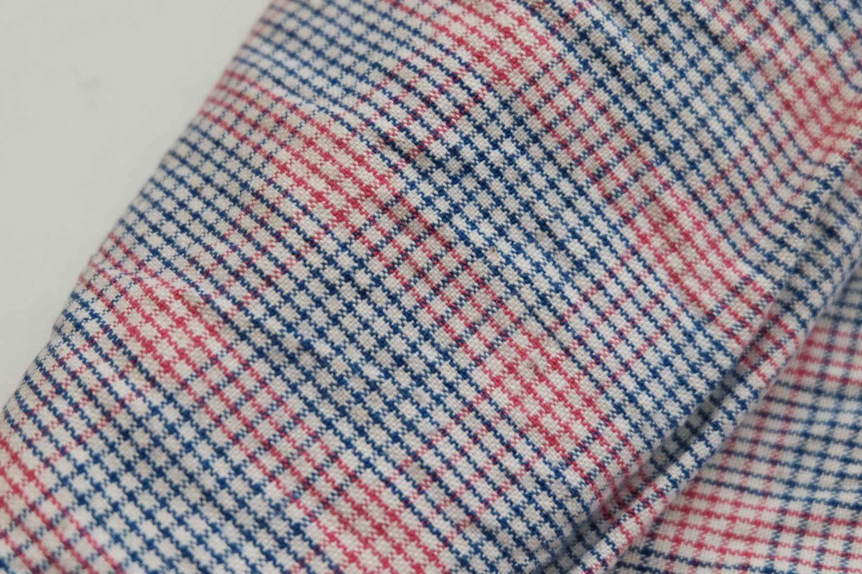 A033 Southern Windmill Check: White Tǔbù with Blue & Red Pinstripes - 35.5cm Width | Pre - Washed - BUBBO