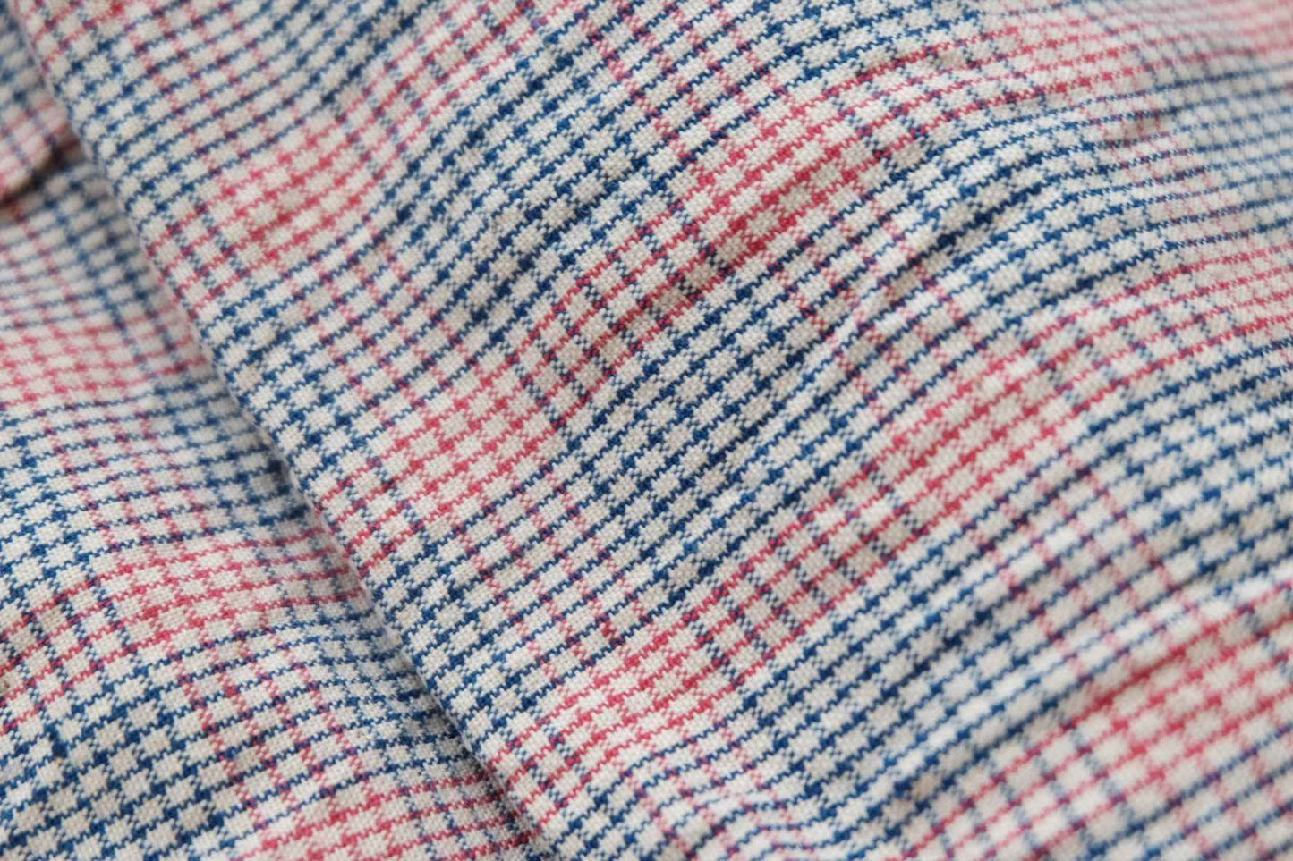 A033 Southern Windmill Check: White Tǔbù with Blue & Red Pinstripes - 35.5cm Width | Pre - Washed - BUBBO