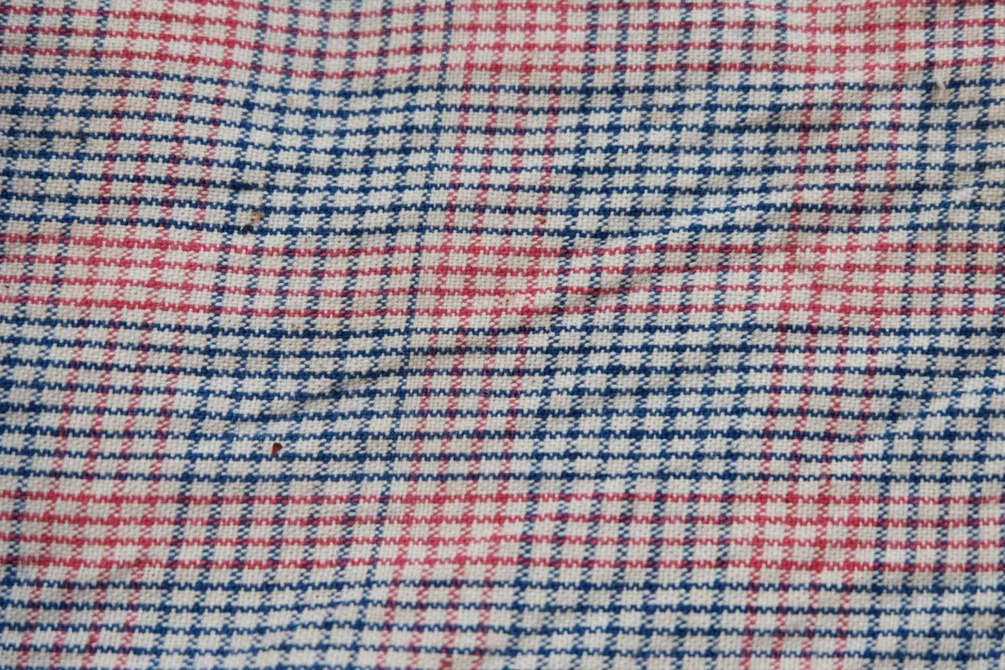 A033 Southern Windmill Check: White Tǔbù with Blue & Red Pinstripes - 35.5cm Width | Pre - Washed - BUBBO