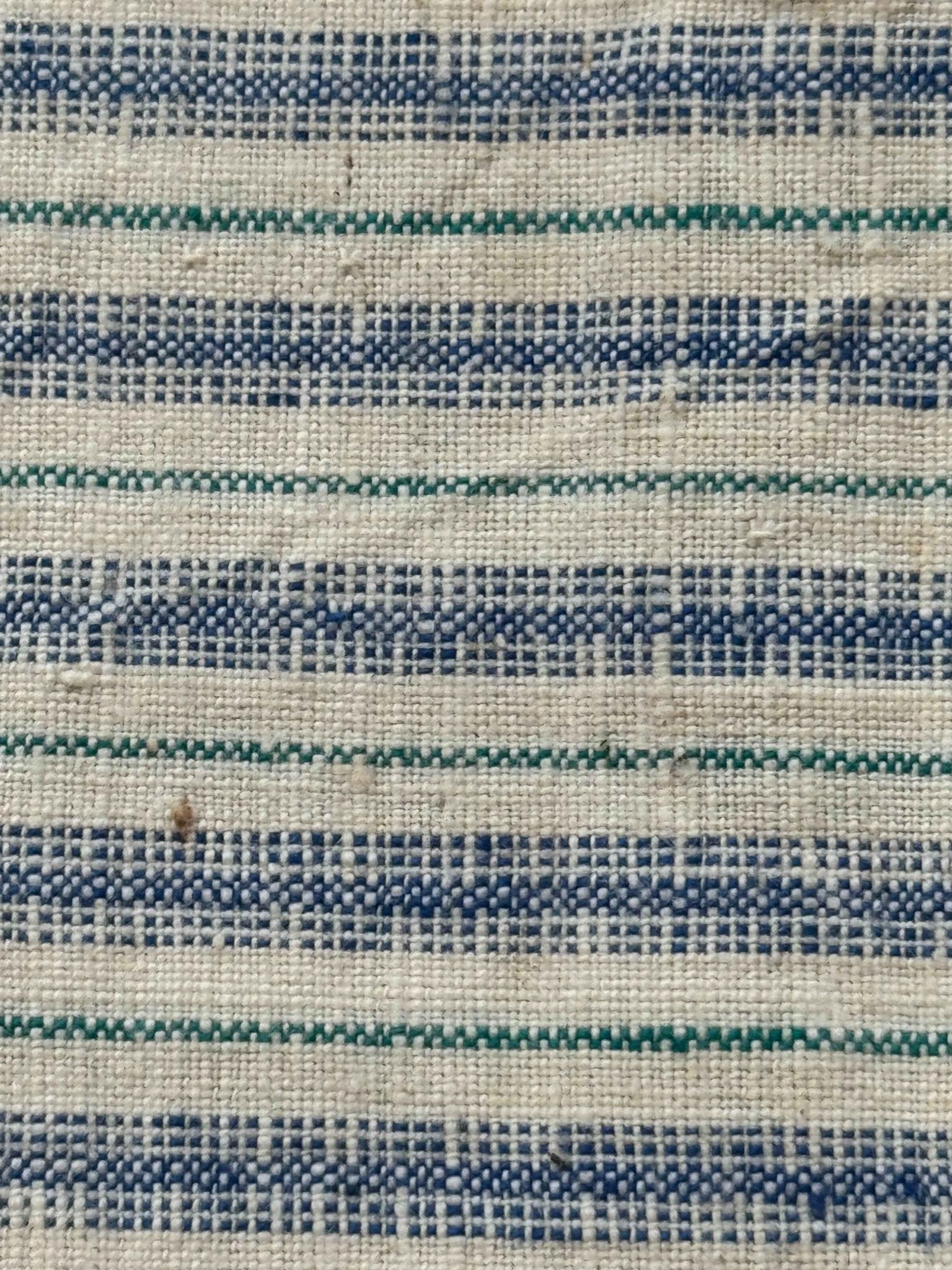 A040 Southern Breeze: White Tǔbù with Denim Blue & Green Pinstripes - 35cm Width - BUBBO