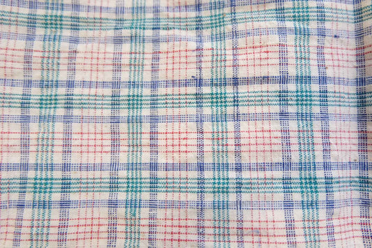 A10 Southern Check: Heritage Tǔbù in White with Primary Colors - 30cm Width | Pre - Washed - BUBBO