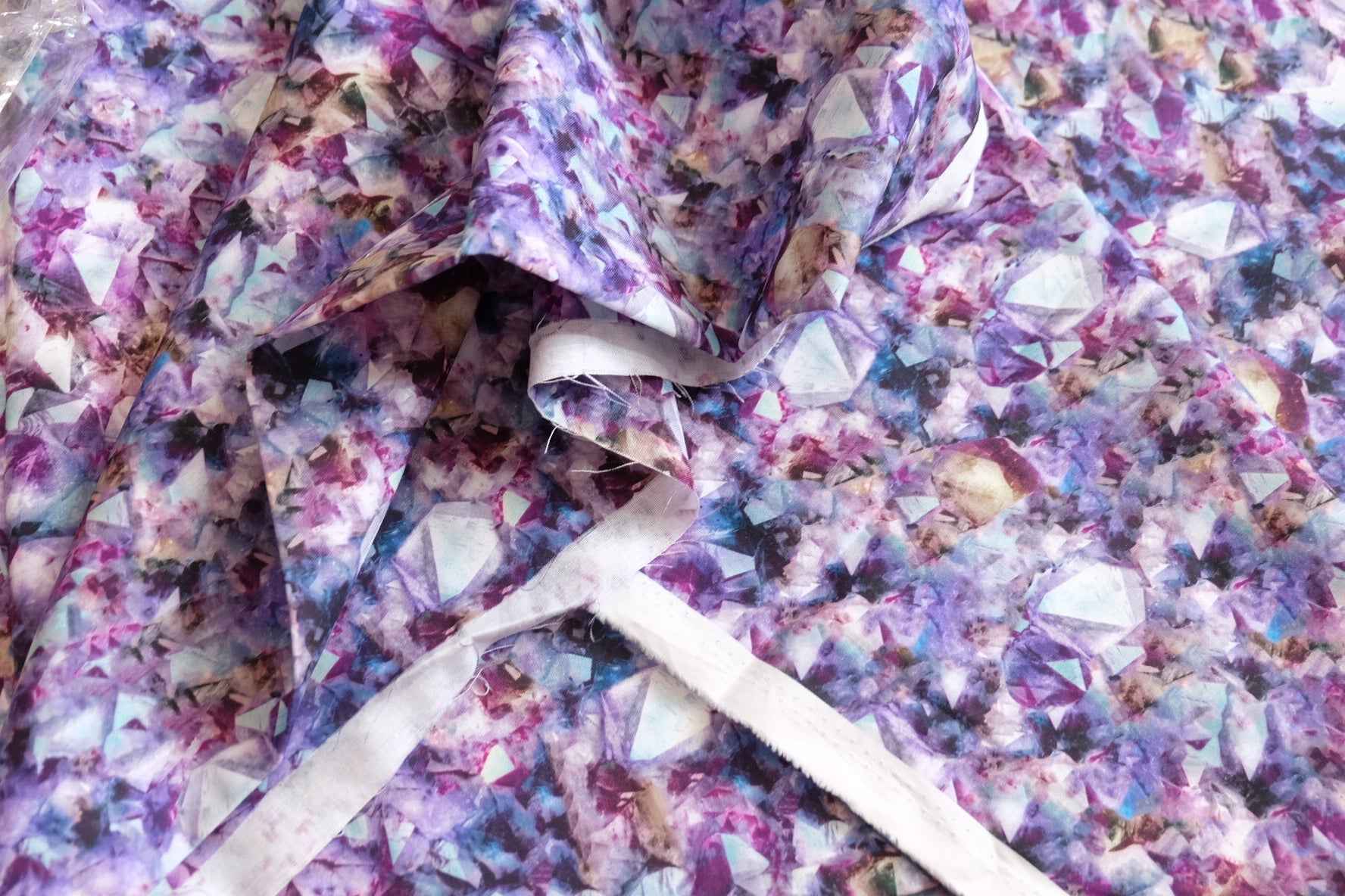 Abstract Crystal Print Cotton Fabric – Jewel Tone Pattern (3.28 yards)