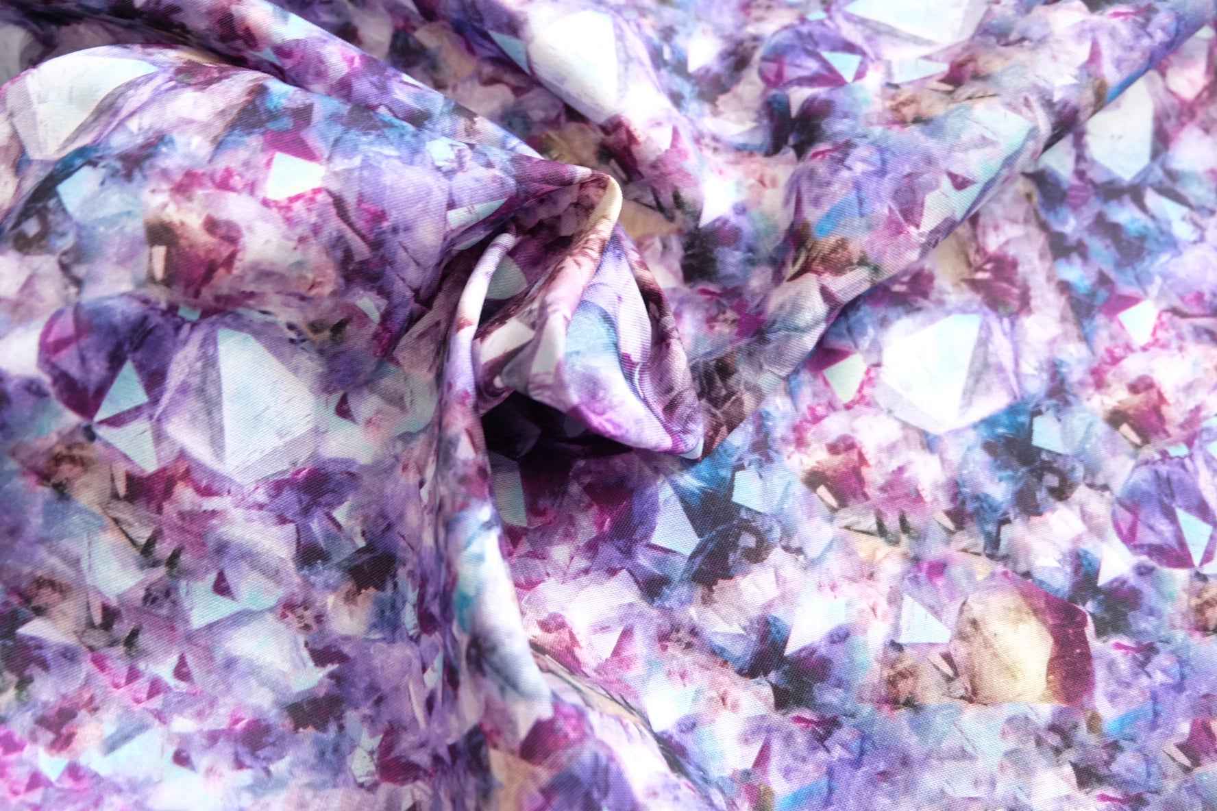 Abstract Crystal Print Cotton Fabric – Jewel Tone Pattern (3.28 yards)