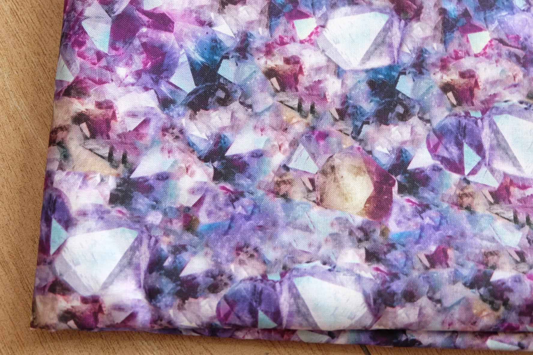 Abstract Crystal Print Cotton Fabric – Jewel Tone Pattern (3.28 yards)