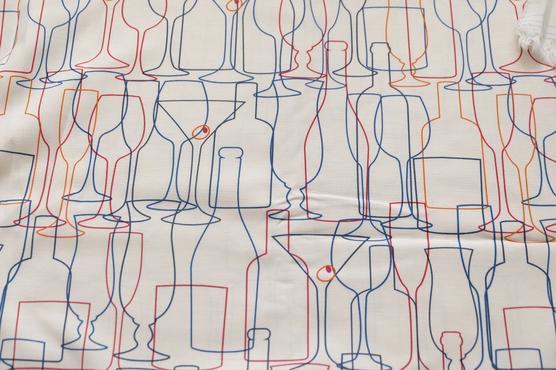 Abstract Wine Glass Line Print Cotton Broadcloth – Modern Artistic – 55” Wide – Sold by the Yard - BUBBO