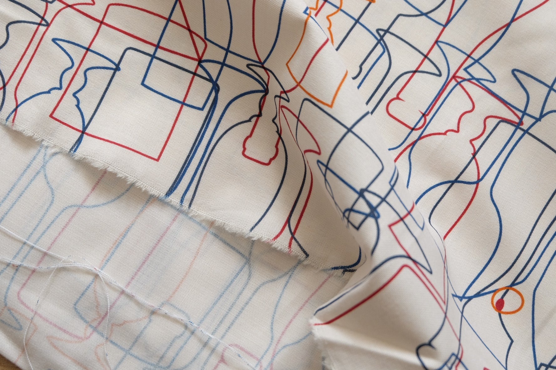 Abstract Wine Glass Line Print Cotton Broadcloth – Modern Artistic – 55” Wide – Sold by the Yard - BUBBO