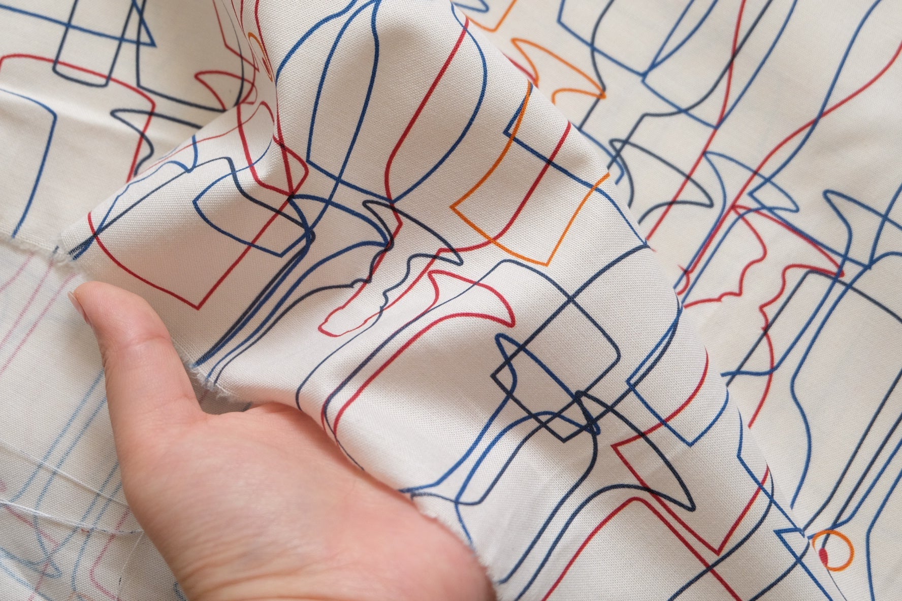 Abstract Wine Glass Line Print Cotton Broadcloth – Modern Artistic – 55” Wide – Sold by the Yard - BUBBO