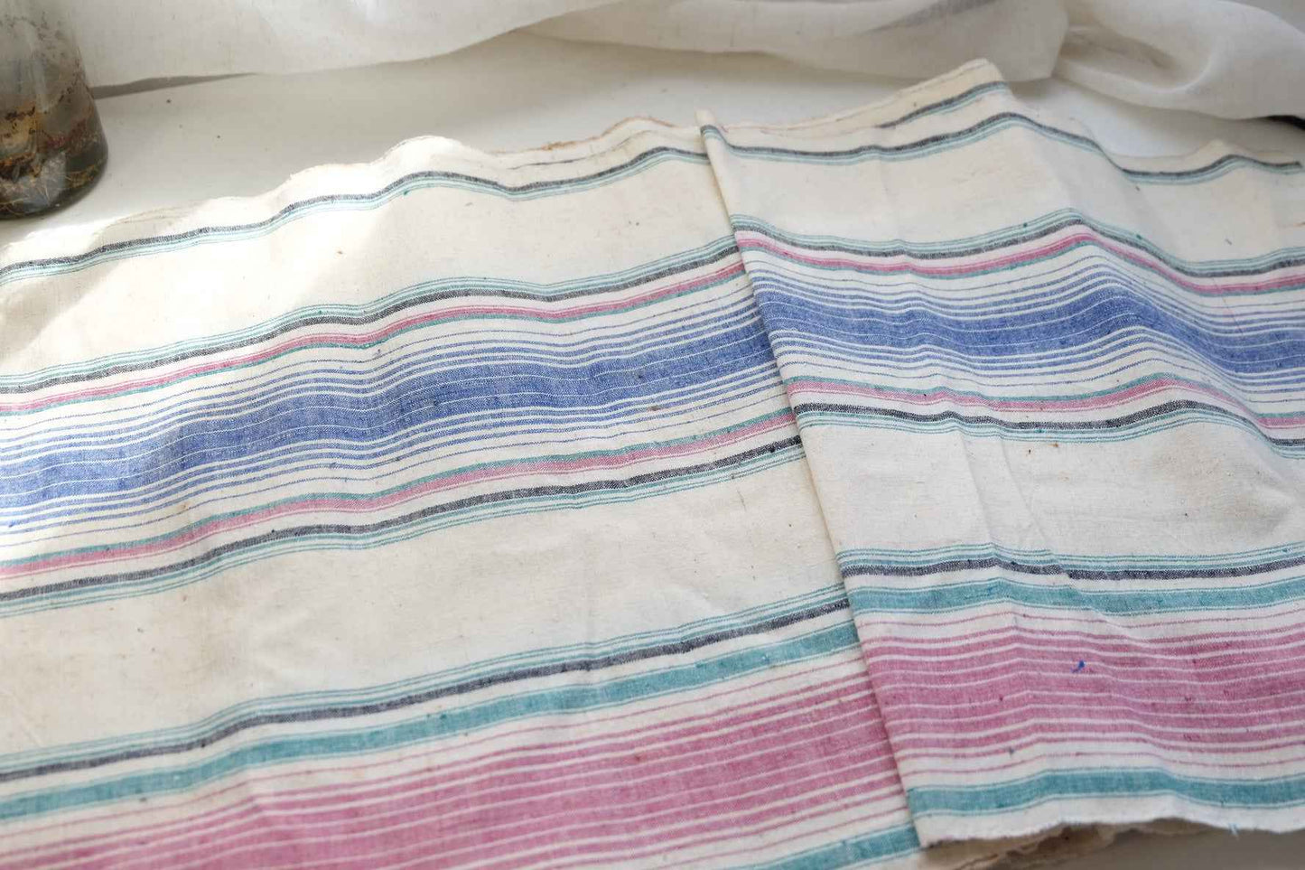 Aged Beauty Tǔbù: Pink & Blue Gradient Stripes - 36cm Width (Clearance Price for Imperfect Vintage) - BUBBO