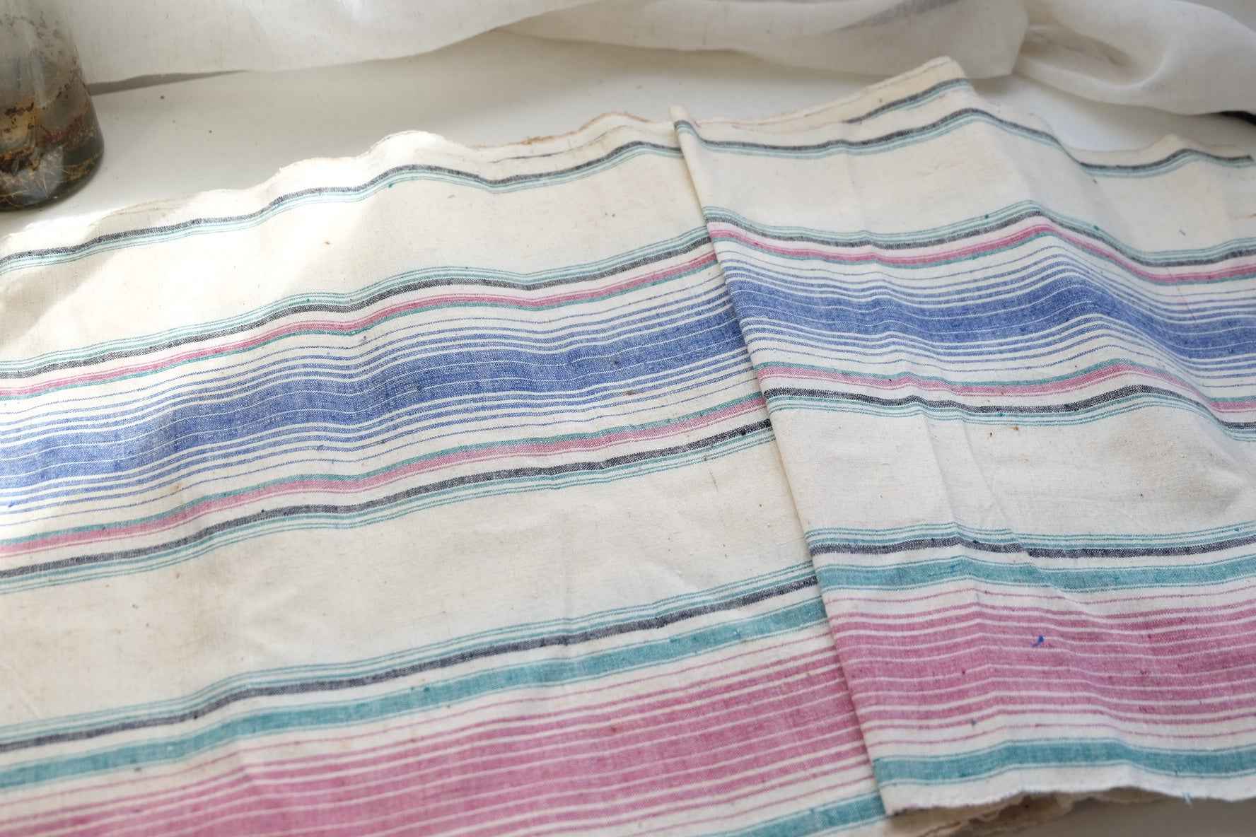 Aged Beauty Tǔbù: Pink & Blue Gradient Stripes - 36cm Width (Clearance Price for Imperfect Vintage) - BUBBO
