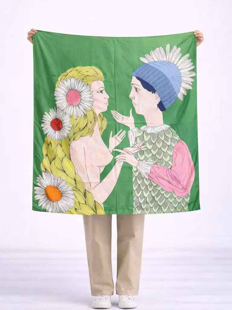 Archive Illustrated Square Scarf - BUBBO
