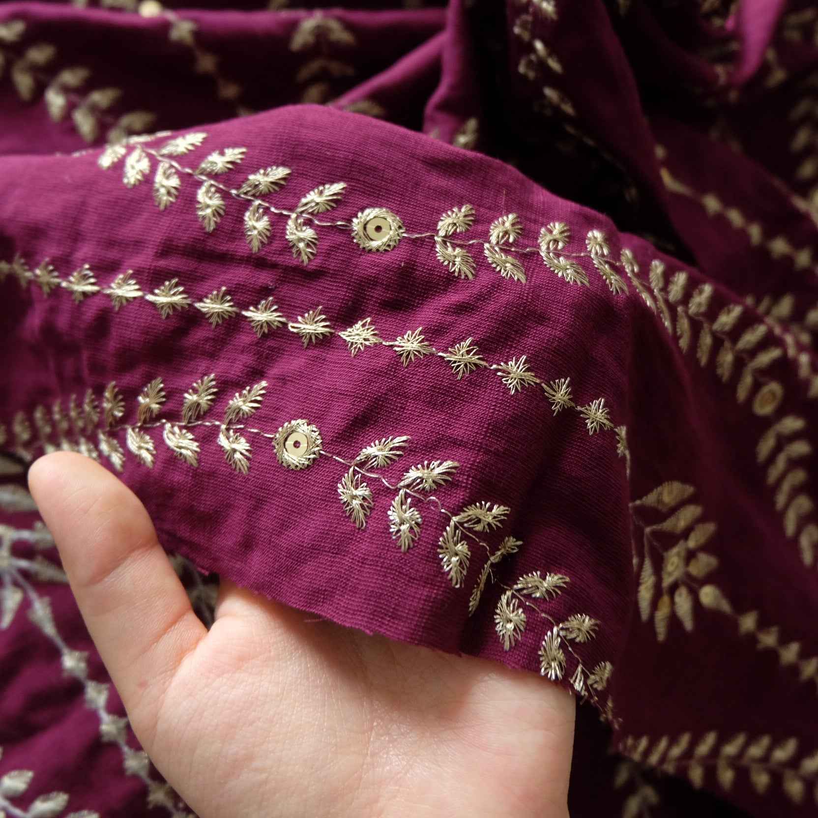 Berry Embroidered Tencel Cotton — 2.2 yd