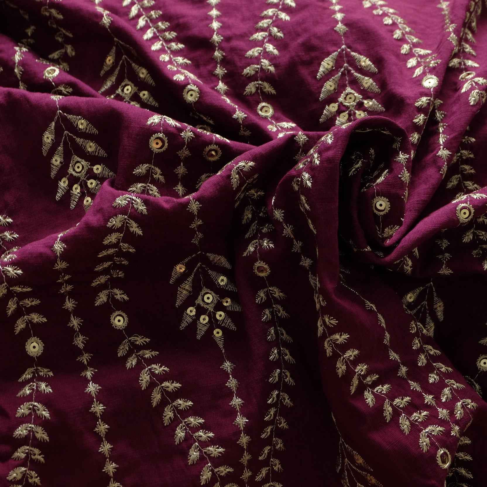 Berry Embroidered Tencel Cotton — 2.2 yd