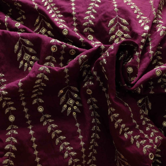 Berry Embroidered Tencel Cotton — 2.2 yd