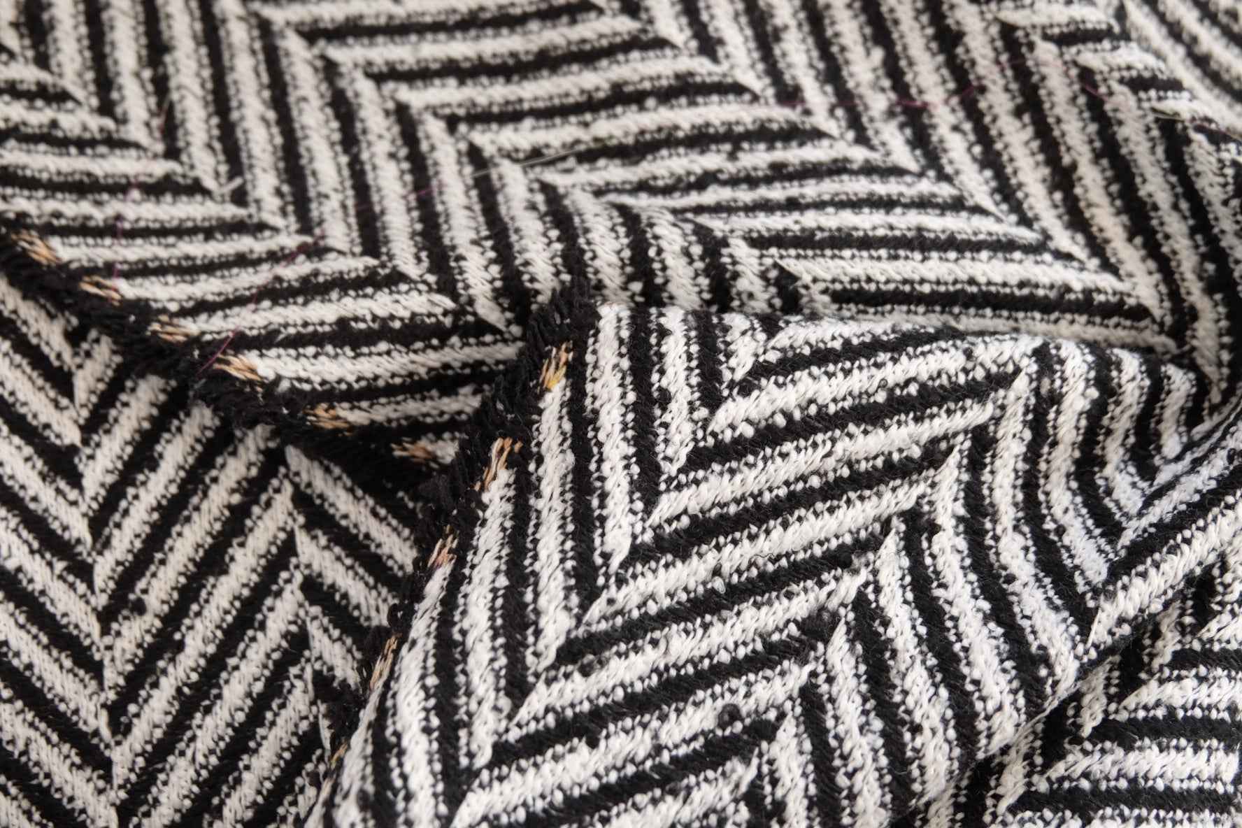 Black & Ivory Herringbone Tweed Fabric – Chanel - Inspired Bouclé, 2.2 Yards - BUBBO