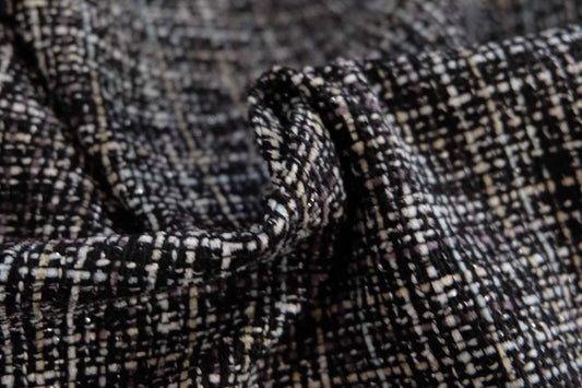 Black & Ivory Tweed Fabric — Chanel - Style Bouclé, Deadstock (2.2 Yards) - BUBBO