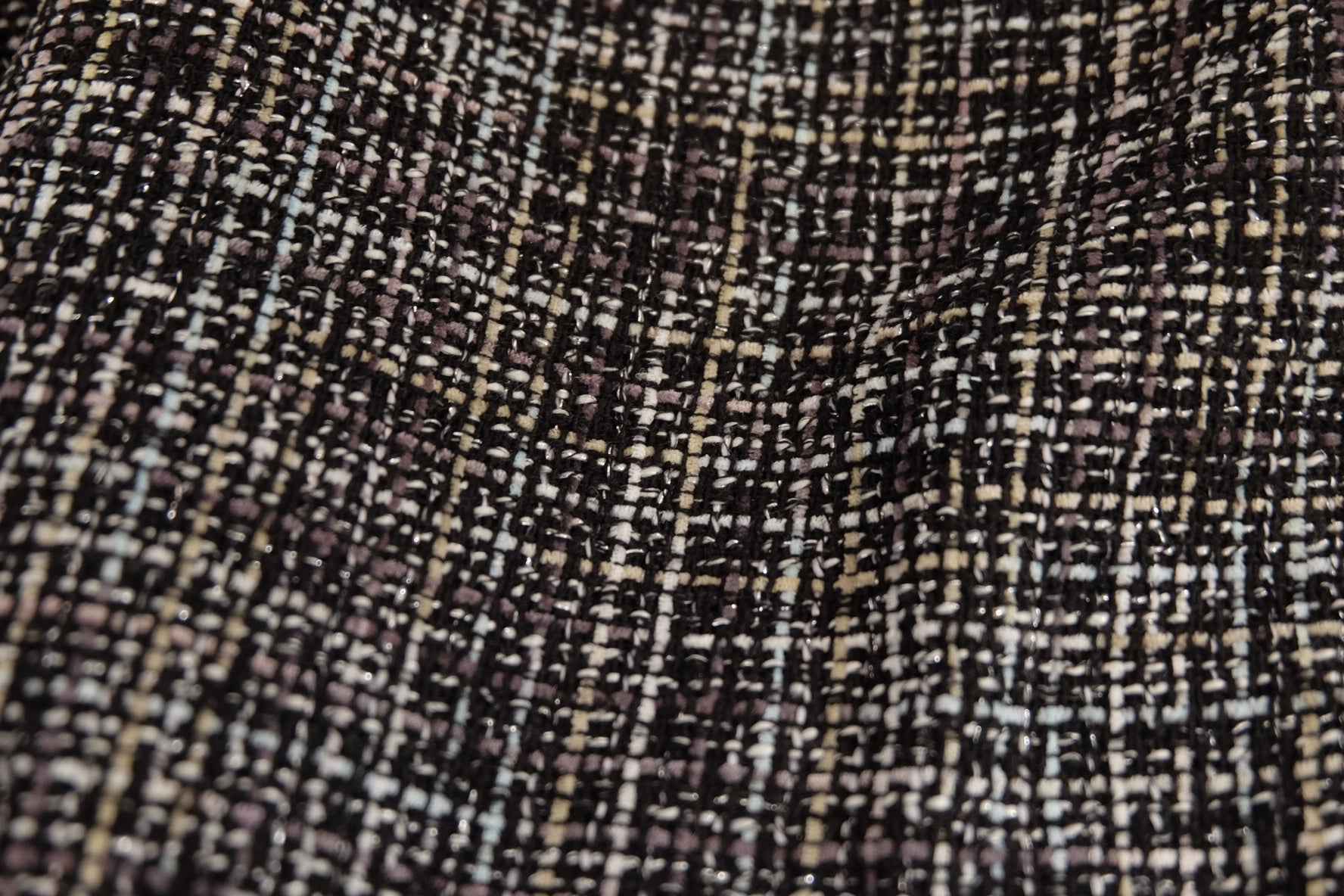 Black & Ivory Tweed Fabric — Chanel - Style Bouclé, Deadstock (2.2 Yards) - BUBBO