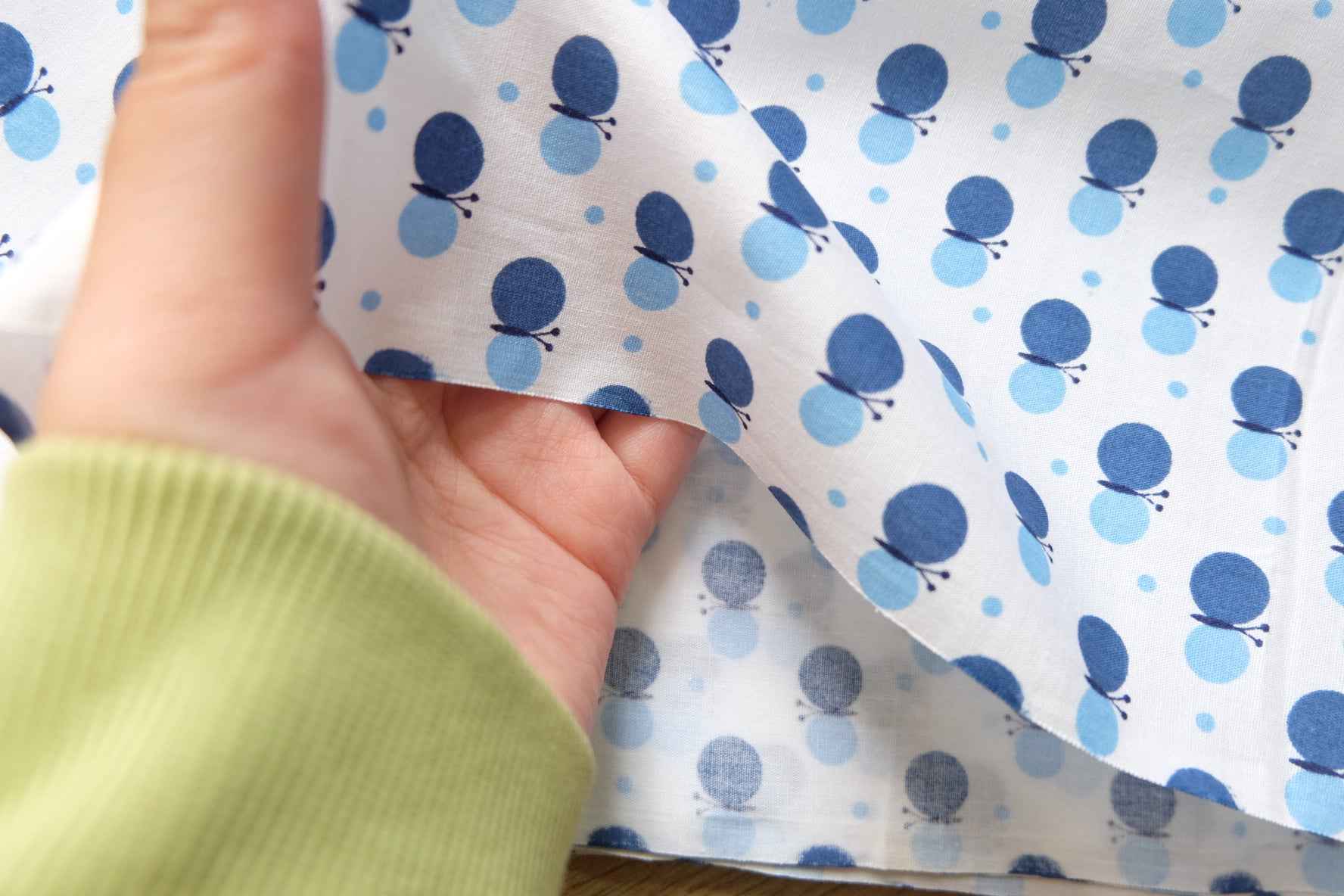 Blue Dot Printed Cotton Fabric – 2.2 yds - BUBBO