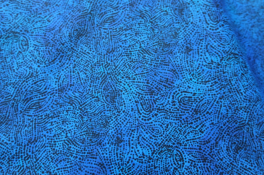 Blue Dot Swirl Cotton Fabric – Abstract Artistic Texture – 43” Wide – Sold by the Yard – Total 2.2 Yards - BUBBO