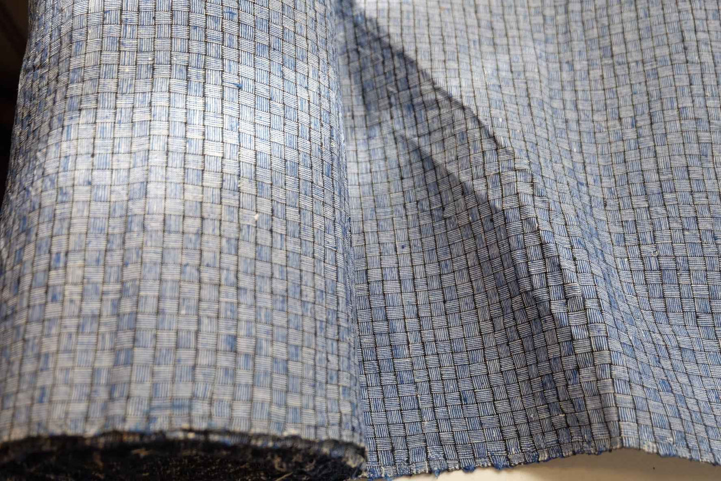 Blue Reed Mat Pattern: 7x7 Woven Grid Tǔbù - 35cm Width - BUBBO