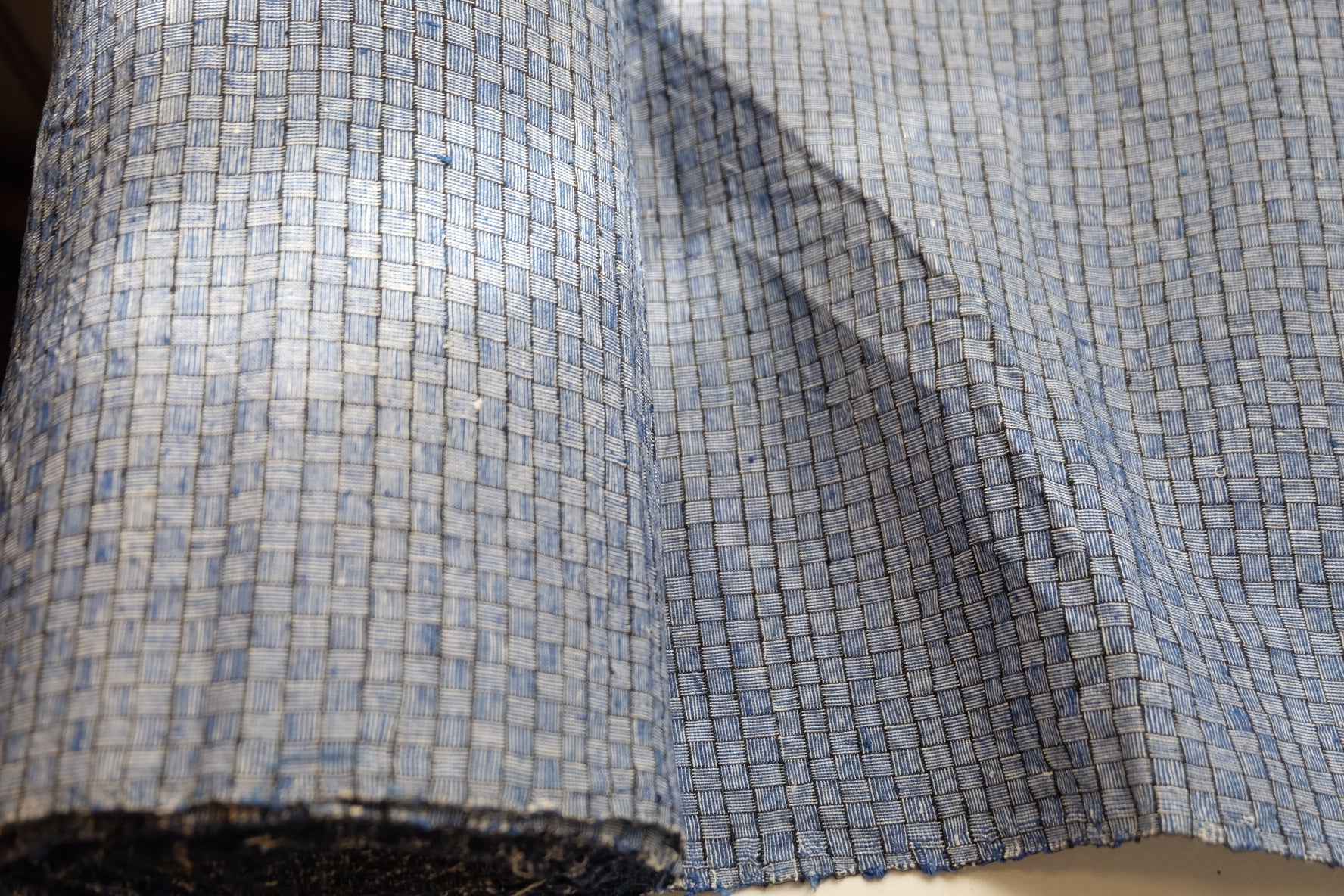 Blue Reed Mat Pattern: 7x7 Woven Grid Tǔbù - 35cm Width - BUBBO