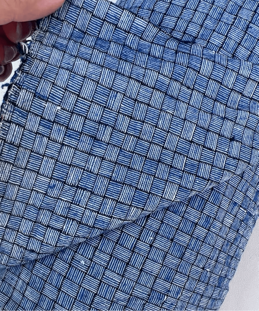 Blue Reed Mat Pattern: 7x7 Woven Grid Tǔbù - 35cm Width - BUBBO