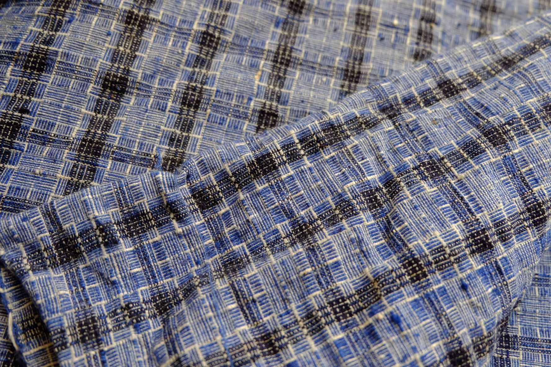 Blue Reed - Pattern Tǔbù: Windowpane Weave - 52cm Width | Pre - Washed & Ready - BUBBO