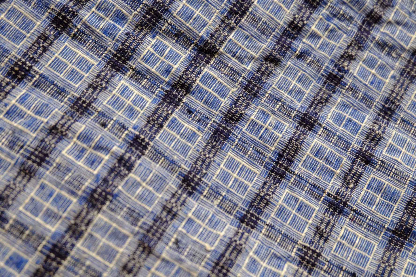 Blue Reed - Pattern Tǔbù: Windowpane Weave - 52cm Width | Pre - Washed & Ready - BUBBO