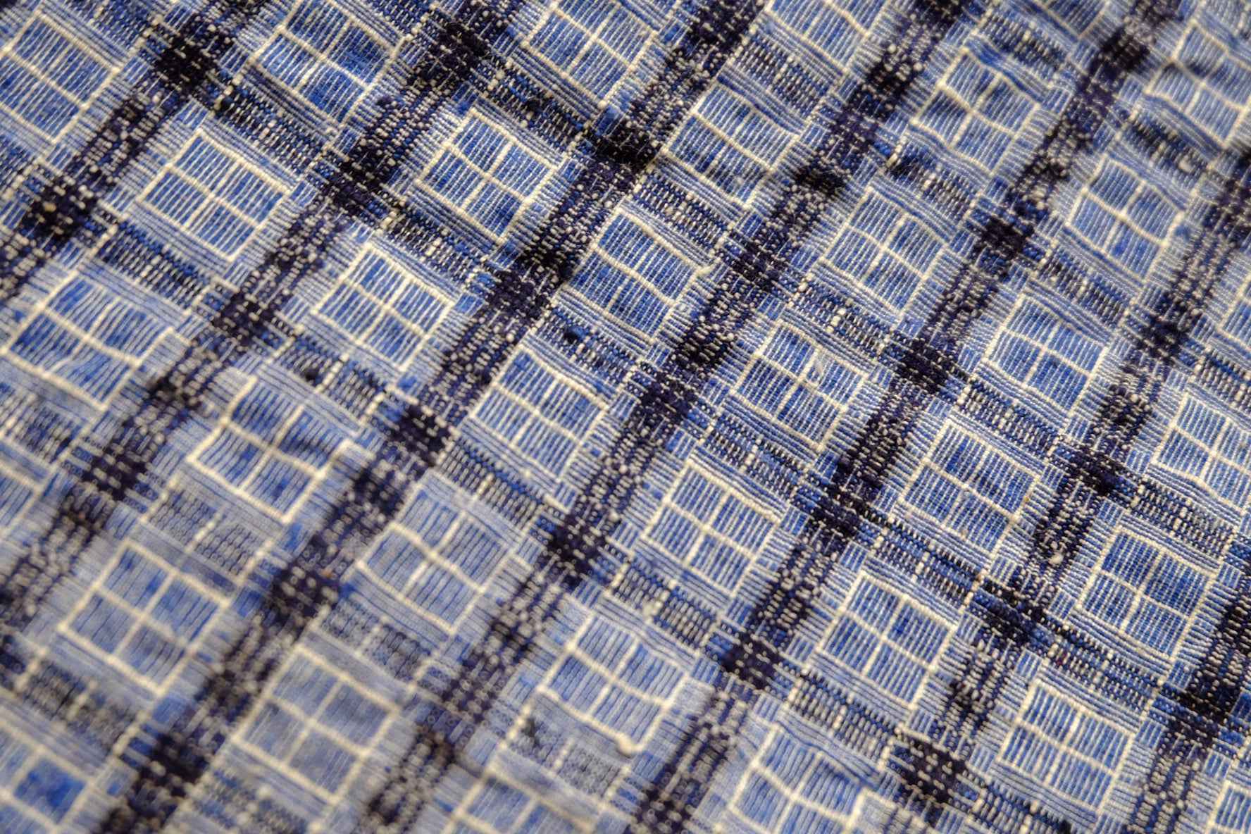 Blue Reed - Pattern Tǔbù: Windowpane Weave - 52cm Width | Pre - Washed & Ready - BUBBO