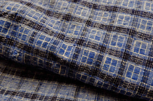 Blue Reed - Pattern Tǔbù: Windowpane Weave - 52cm Width | Pre - Washed & Ready - BUBBO