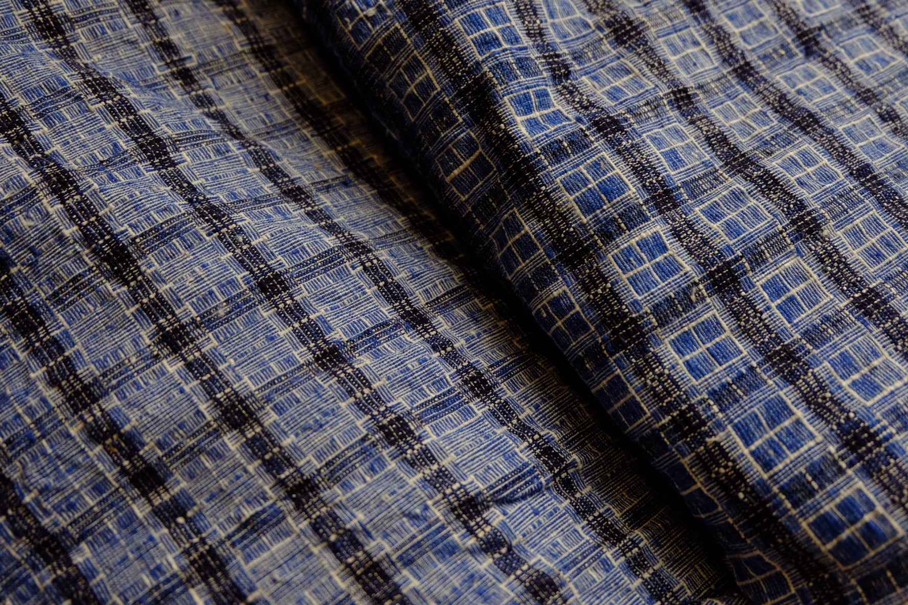 Blue Reed - Pattern Tǔbù: Windowpane Weave - 52cm Width | Pre - Washed & Ready - BUBBO