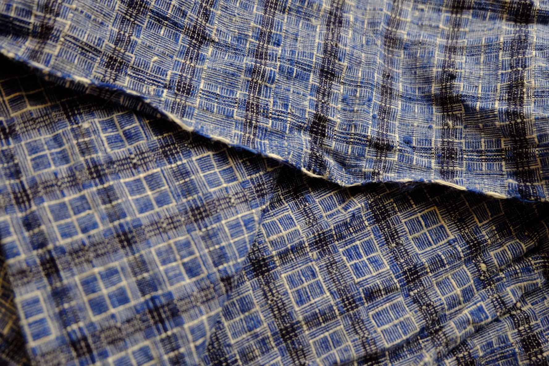 Blue Reed - Pattern Tǔbù: Windowpane Weave - 52cm Width | Pre - Washed & Ready - BUBBO